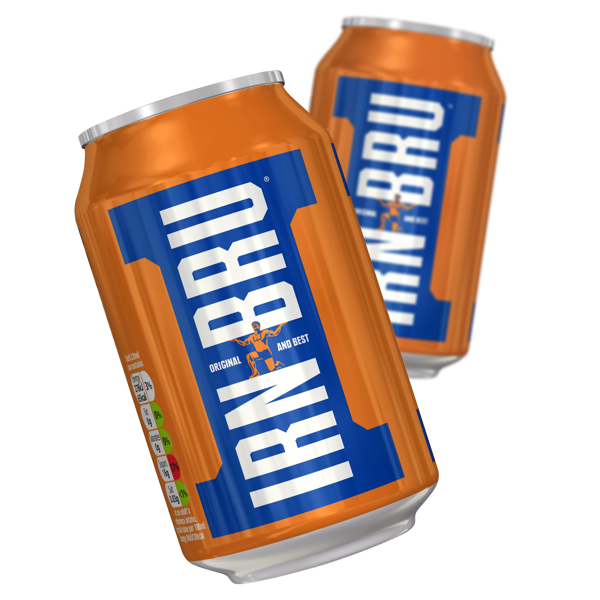Two IRN-BRU cans 